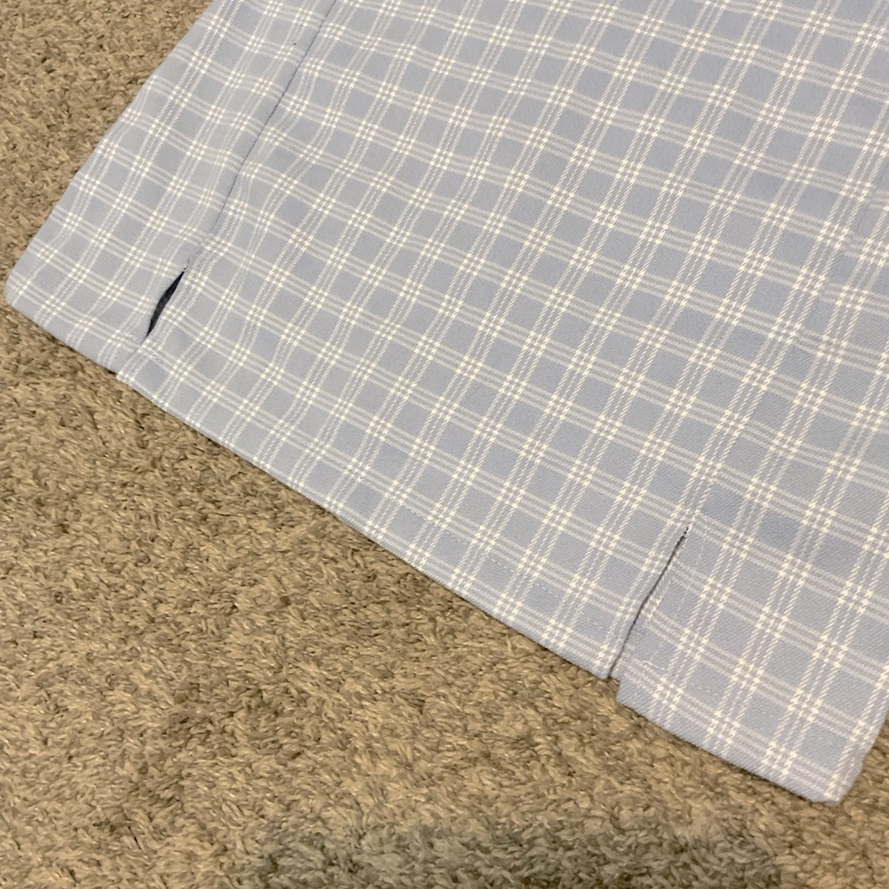 SHEIN baby blue & white plaid mini skirt  Size Medium - Picture 3 of 5